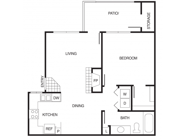 A1 1 Bed 1 Bath Floor Plan A1 1 Bed 1 Bath Floor Plan at Country Brook Apartments, Chandler, 85226